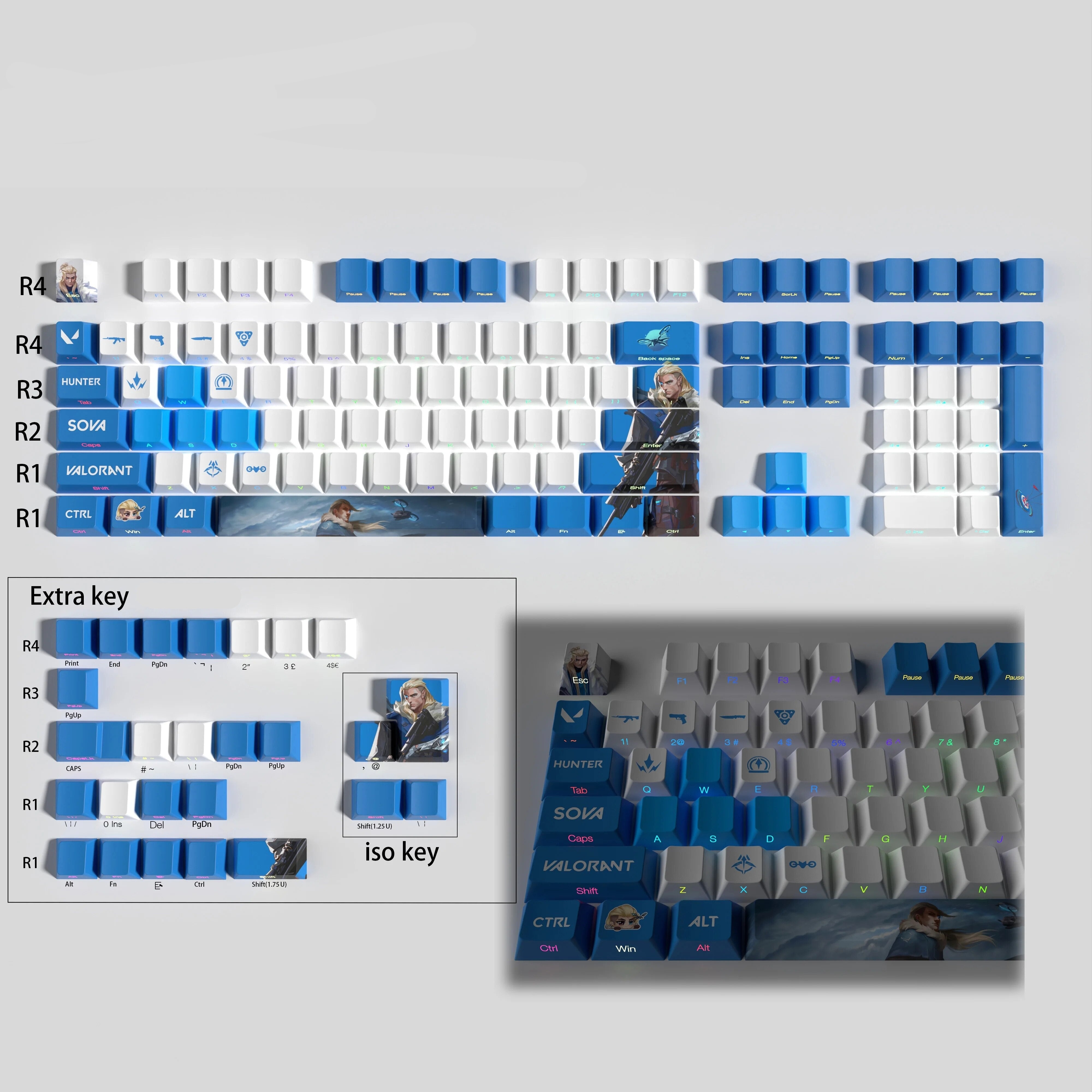 VALORANT Sova KEYCAPS FULL SET TRANSPARENT