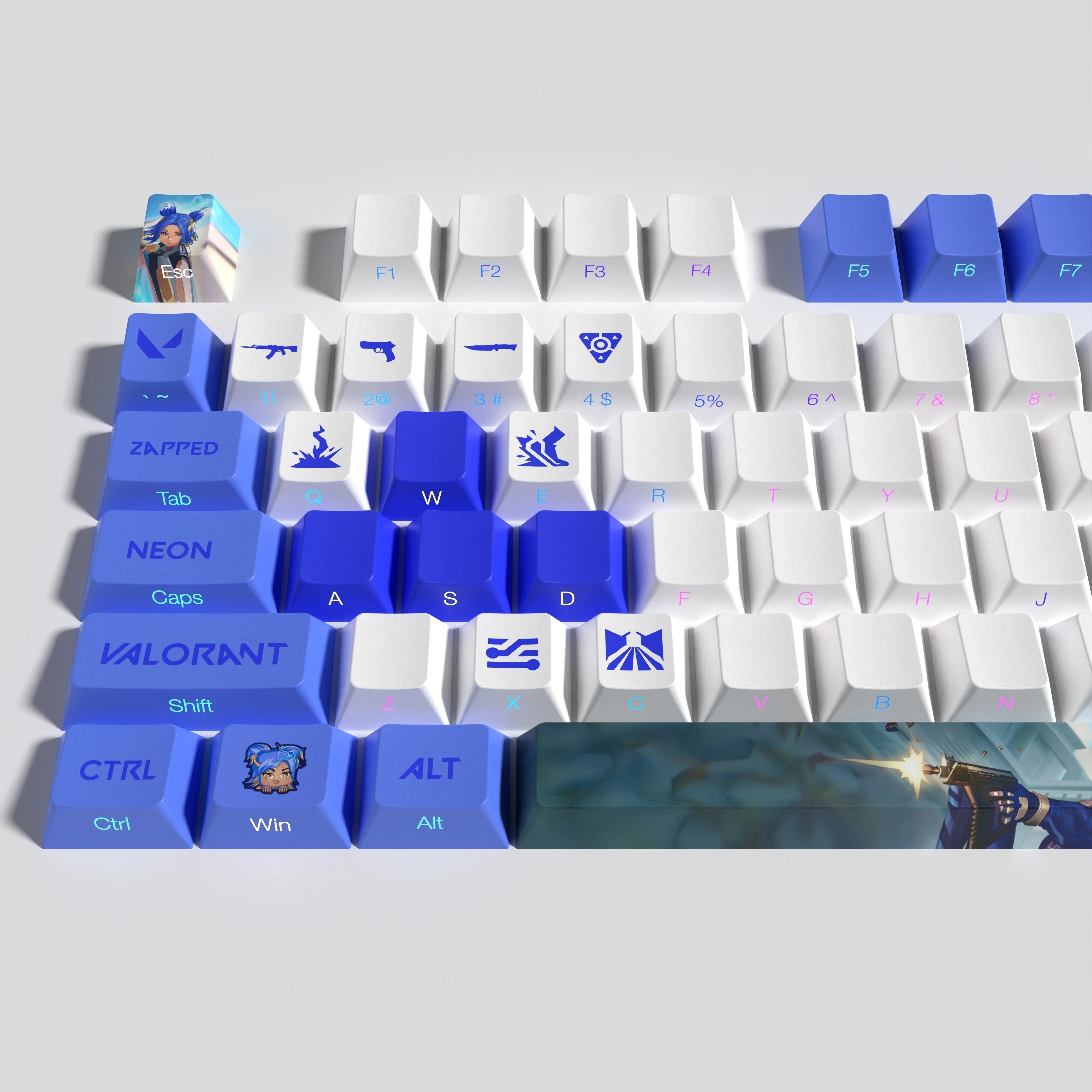 VALORANT NEON KEYCAPS FULL SET TRANSPARENT