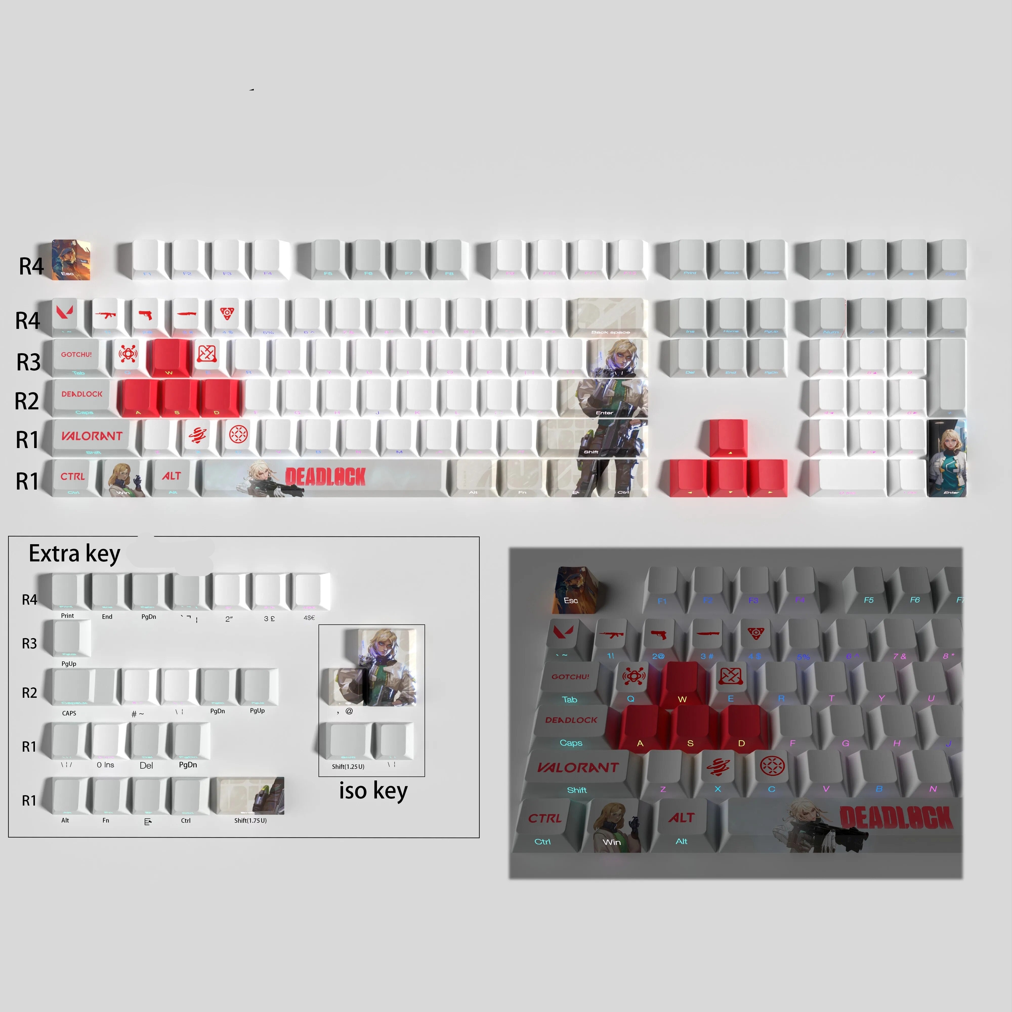 VALORANT deadlock KEYCAPS FULL SET TRANSPARENT