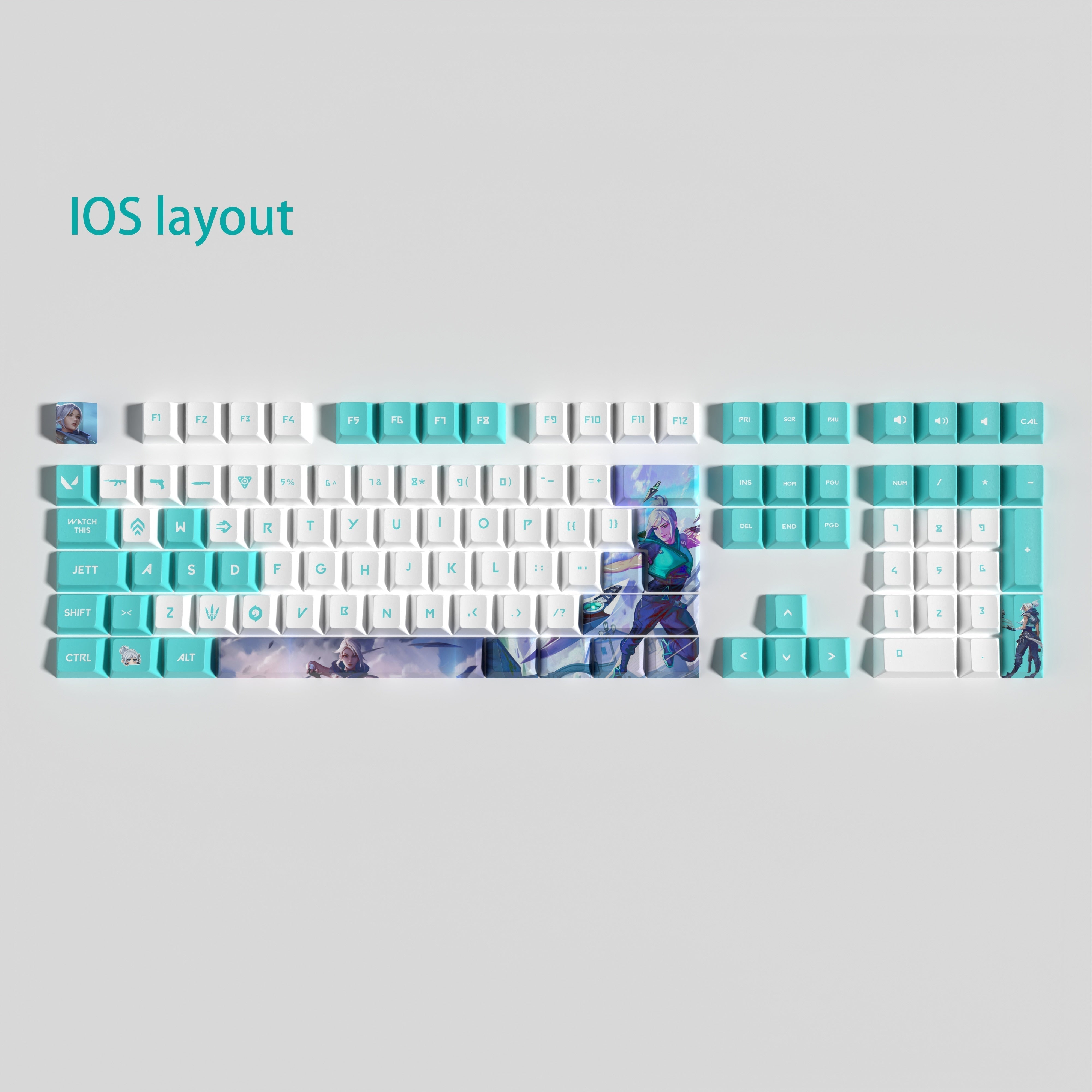 VALORANT JETT keycaps full set Transparent