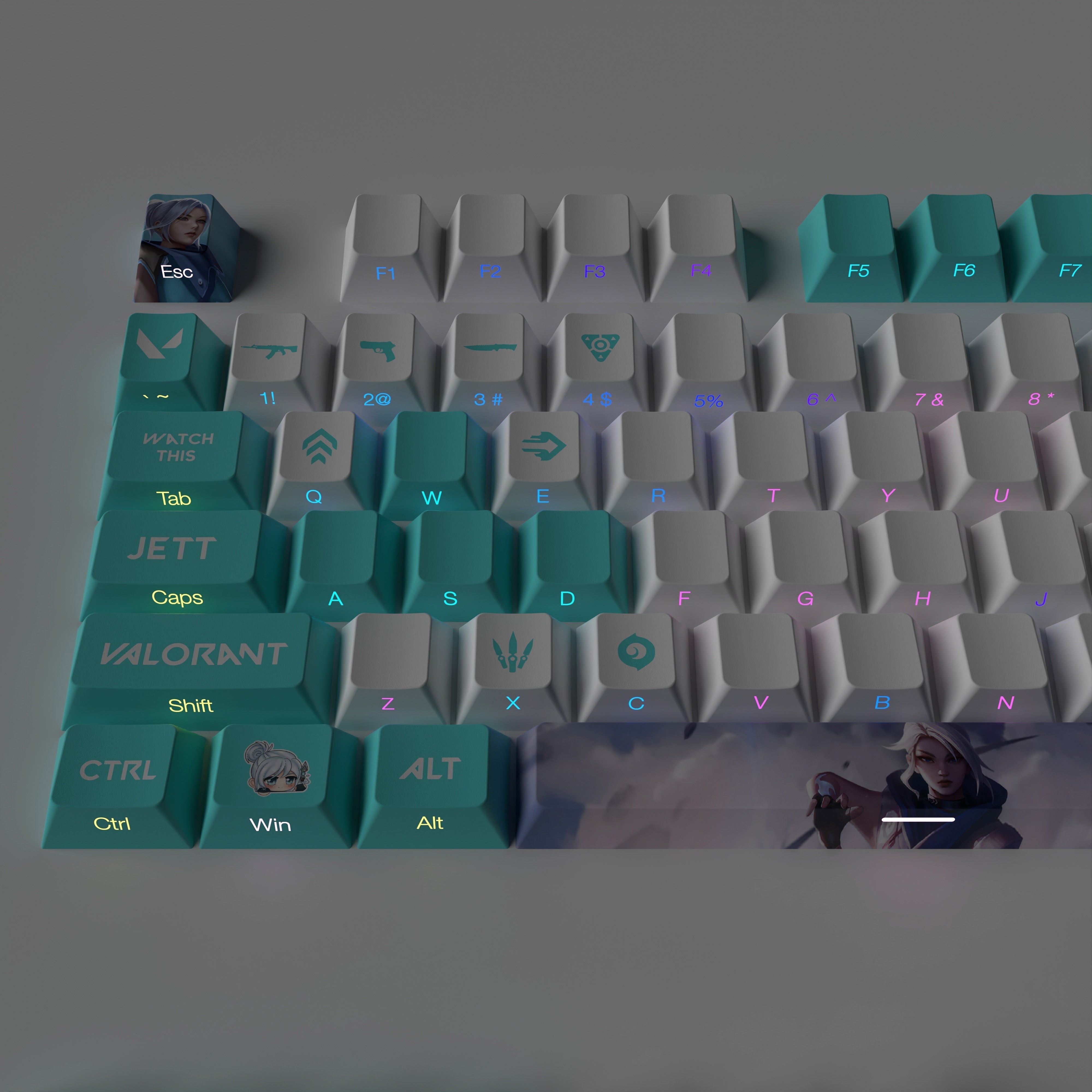 VALORANT JETT keycaps full set Transparent