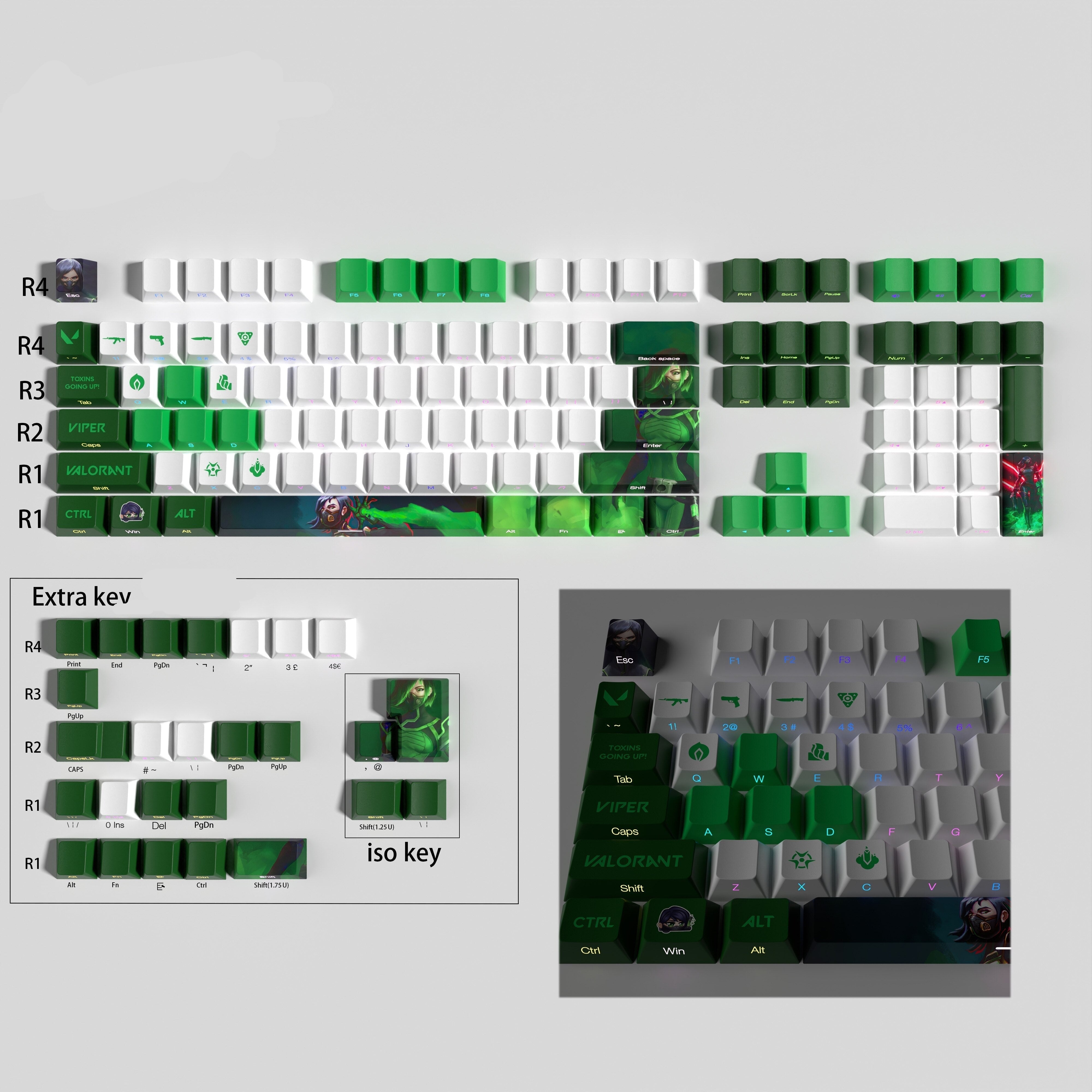 VALORANT Viper keycaps full set cherry Profile Transparent