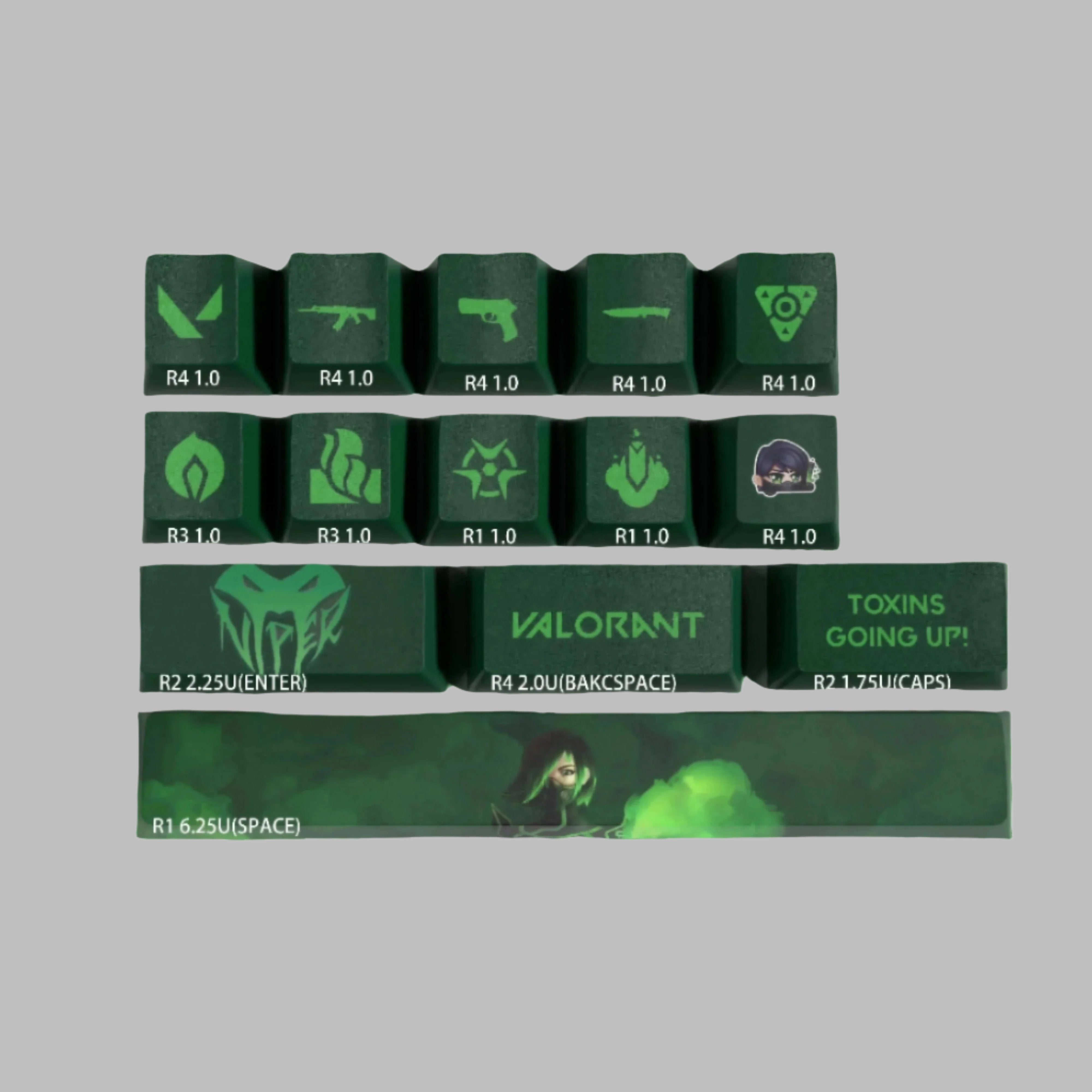 14keys New Valorant design viper keycaps 14keys